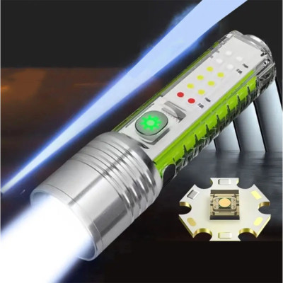 Super Bright LED Flashlight with White/red/blue/purple Side Light and Strong Magnets LED Wick Lighting For 1500 Meters